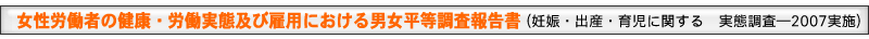 �����J���҂̌��N�E�J�����ԋy�ьٗp�ɂ�����j�����������񍐏��i�D�P�E�o�Y�E�玙�Ɋւ���@���Ԓ����\2007���{�j